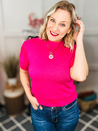 Pretty In Pink Mock Neck With Back Ribbon Bow Tie Sweater Top