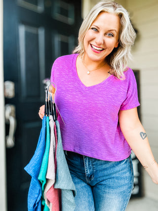 Classic Comfort V-Neck Top in Mauve