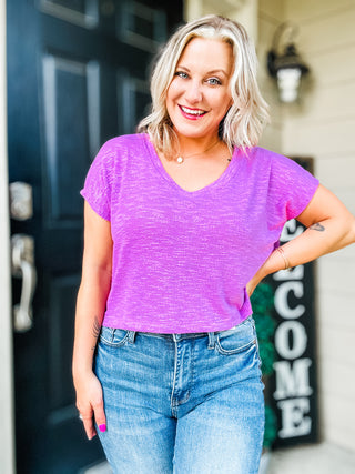 Classic Comfort V-Neck Top in Mauve