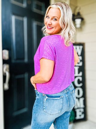 Classic Comfort V-Neck Top in Mauve