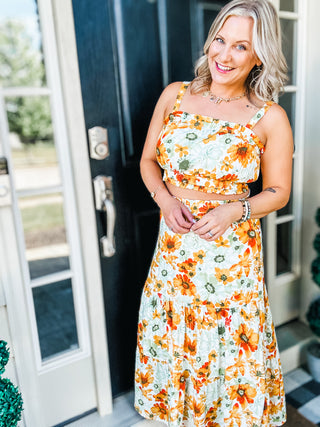 Cutie Patootie Tiered Skirt and Top Set in Orange