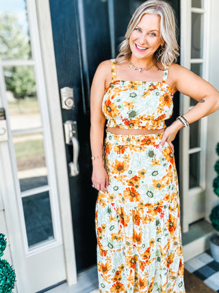 Cutie Patootie Tiered Skirt and Top Set in Orange