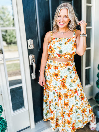 Cutie Patootie Tiered Skirt and Top Set in Orange