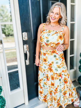 Cutie Patootie Tiered Skirt and Top Set in Orange