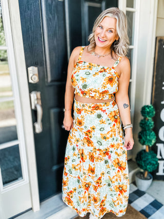 Cutie Patootie Tiered Skirt and Top Set in Orange