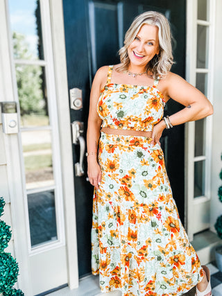 Cutie Patootie Tiered Skirt and Top Set in Orange