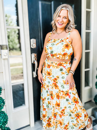 Cutie Patootie Tiered Skirt and Top Set in Orange