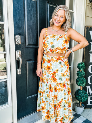 Cutie Patootie Tiered Skirt and Top Set in Orange