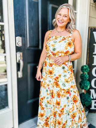 Cutie Patootie Tiered Skirt and Top Set in Orange