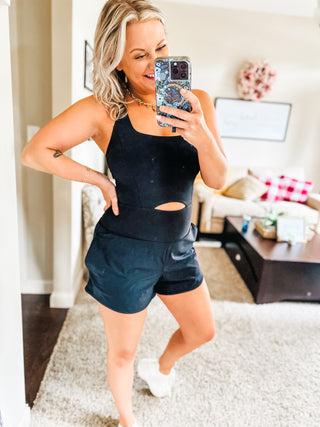 Raising Heart Rate Cutout Runsie In Black