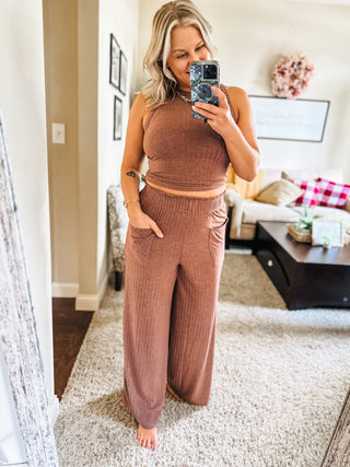 My Journey Ribbed Tank and Wide Leg Pants Set