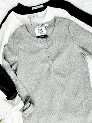 IN STOCK Harper Long Sleeve Henley - White