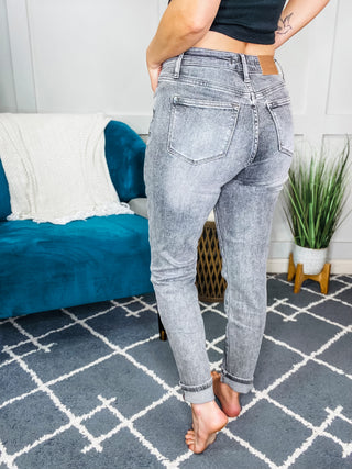 Judy Blue Wallflower High Rise Stone Wash Slim Jeans in Gray