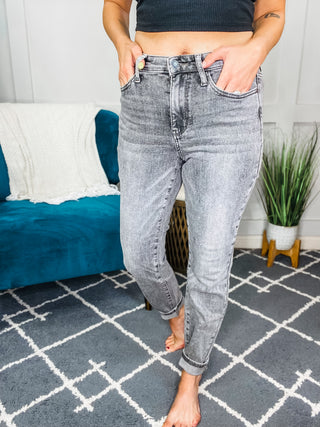 Judy Blue Wallflower High Rise Stone Wash Slim Jeans in Gray