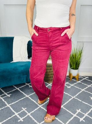 Judy Blue High Rise Front Seam Straight Jeans in Burgundy