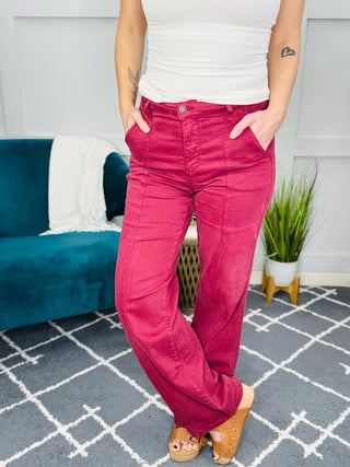 Judy Blue High Rise Front Seam Straight Jeans in Burgundy