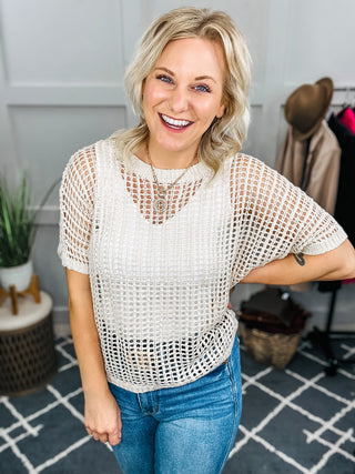 Coastal Dreams Fishnet Top in Cream II