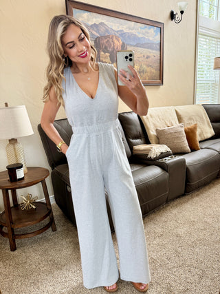 IN STOCK Kenzie Striped Jumpsuit - Grey