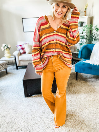 Judy Blue High Rise Control Top Flare Jeans in Marigold