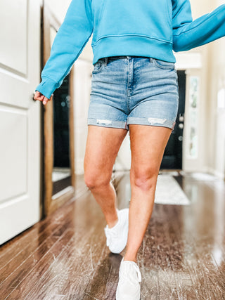 Judy Blue Darlene High Rise Distressed Cuffed Cutoff Shorts II