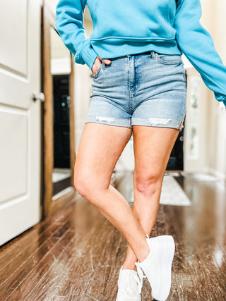 Judy Blue Darlene High Rise Distressed Cuffed Cutoff Shorts II