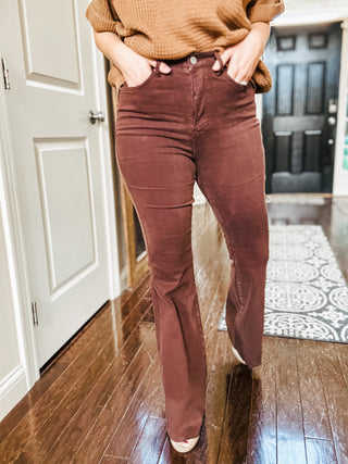 Judy Blue High Rise Control Top Flare Jeans in Espresso