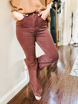 Judy Blue High Rise Control Top Flare Jeans in Espresso