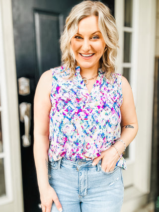 Lizzy Tank Top in Tie Dye Damask