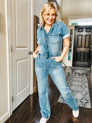 Judy Blue Short Sleeve Denim Jumpsuit