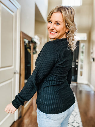 Catch A Vibe Square Neck Long Sleeve Ribbed Top - NEW COLORS!