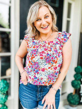 Take A Risk Floral Square Neck Top