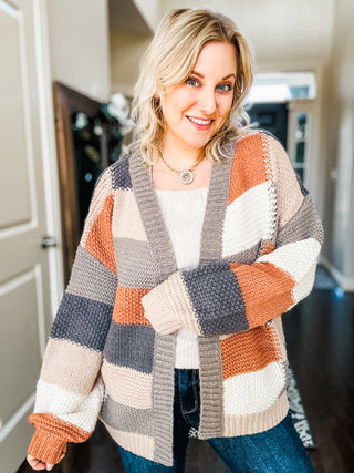 Brown Sugar and Molasses Checkered Cardigan