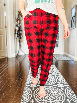 Your New Favorite Joggers in Red Plaid