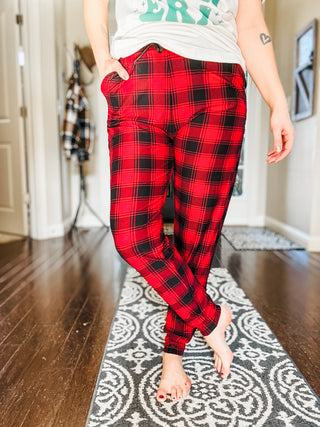 Your New Favorite Joggers in Red Plaid