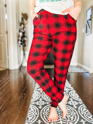 Your New Favorite Joggers in Red Plaid