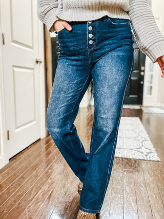 Judy Blue Arlo High Rise Button-Fly Straight Jeans