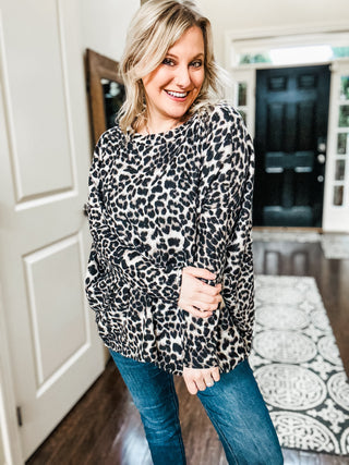 Clap for Yourself Long Sleeve Top in Animal Print-II