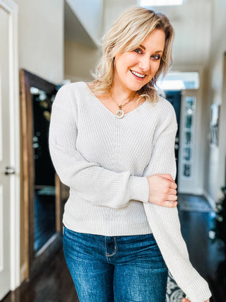 Told You So Ribbed Knit V Neck Sweater II