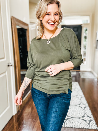 A Day Together Long Sleeve Top in Olive