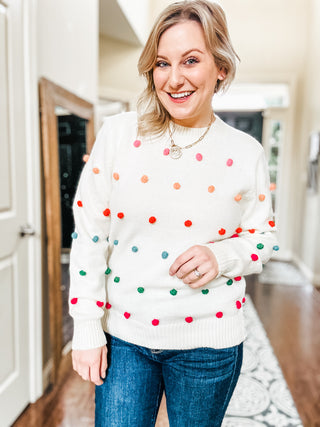 Candy Buttons Pom Detail Sweater