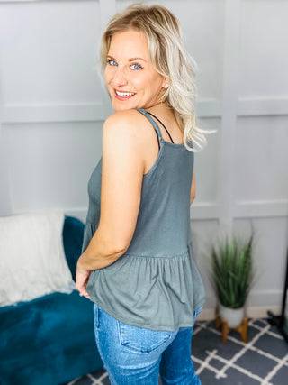 Never Not Loving V-Neck Cami in Gray Green