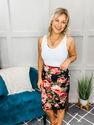 Perfectly Pristine Floral Pencil Skirt