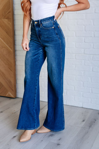 Judy Blue Eliza High Rise Control Top Retro Wide Leg Jeans