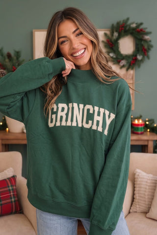 Grinchy Vibes Only Oversized Holiday Sweatshirt