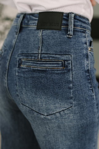 Judy Blue Karla High Waist Column Straight Button-Fly & Back Welt Pkts