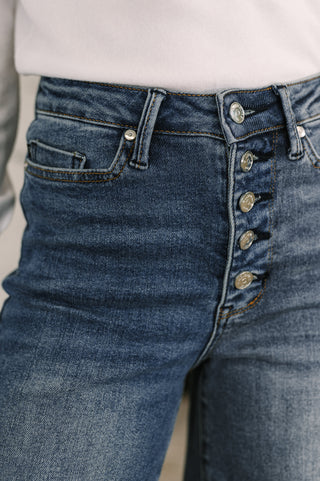 Judy Blue Karla High Waist Column Straight Button-Fly & Back Welt Pkts