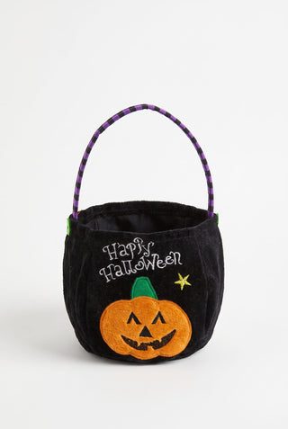 Black and Orange Plush Halloween Mini Tote