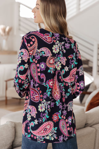 Lizzy Top Little Lovely Blouse in Navy Paisley II