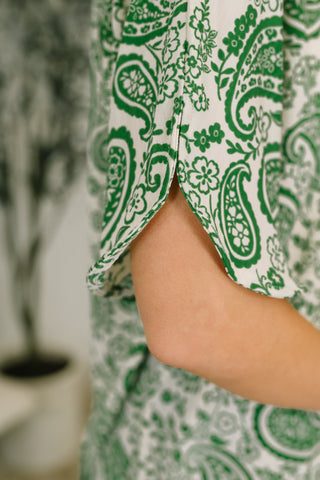 Lizzy Breeze Top in Green Paisley