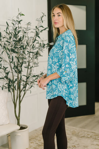 Lizzy Top in Aqua Paisley